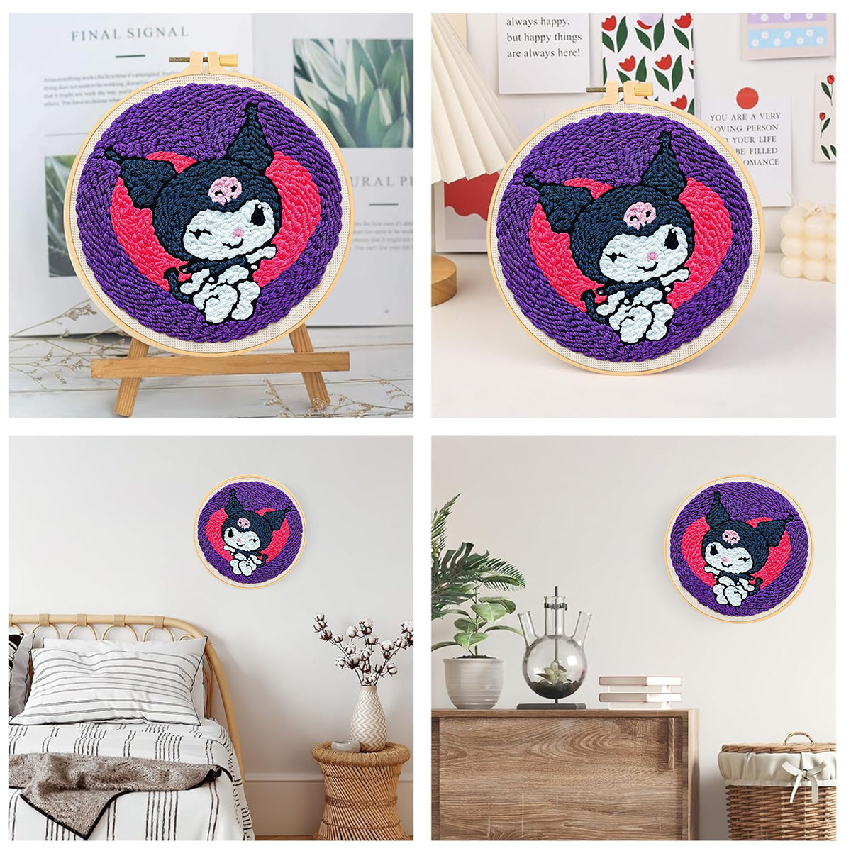 PATPAT 20x20CM DIY Tufting Art Craft Kit Cute Kuro-mi Punch Needle Kit Embroidery Kit for Beginners DIY Hoop Embroidery Kit with Embroidery Punch Needles, Hoop, DIY Art Kit Gift for Kids Adults PATPAT 20x20CM DIY Tufting Art Craft Kit Cute Kuro-mi Punch Needle Kit Embroidery Kit for Beginners DIY Hoop Embroidery Kit with Embroidery Punch Needles, Hoop, DIY Art Kit Gift for Kids Adults